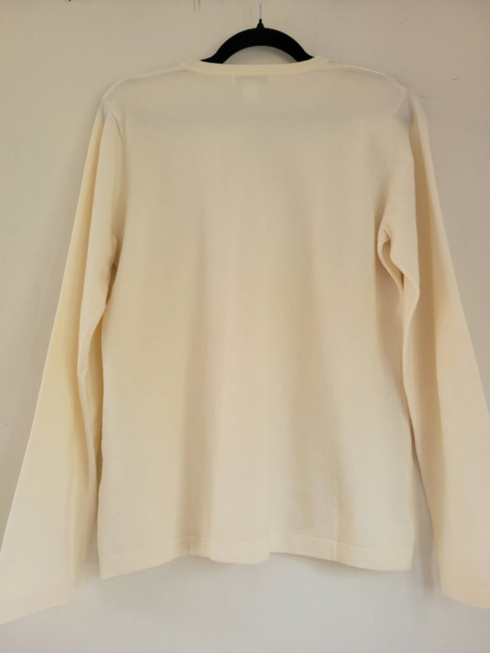 Banana Republic Quiet Luxury Fine Italian Merino Crewneck Sweater Ivory Old Mone - Picture 3 of 8